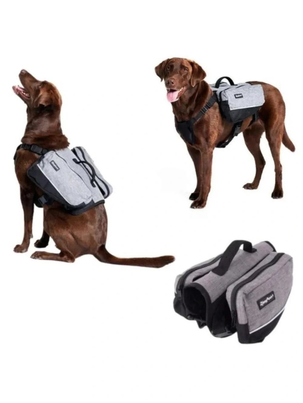 ZippyPaws Adventure Dog Backpack, Graphite X-Large